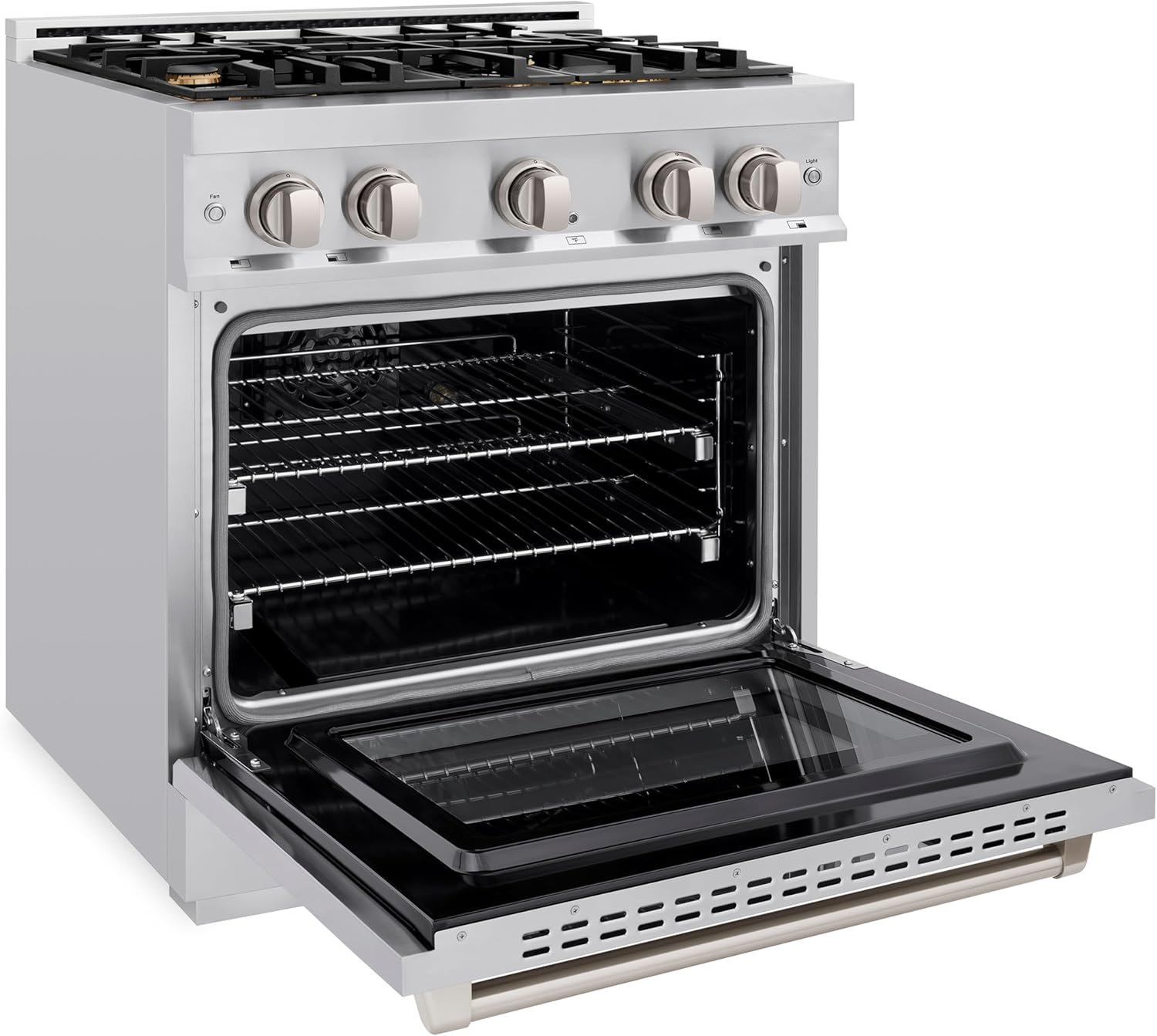 ZLINE 30 in. 4.2 cu. ft. Select Dual Fuel Range with Gas Cooktop and Electric Convection Oven in Stainless Steel with 4 Brass Burners (HDR-BR-30) - Image 4