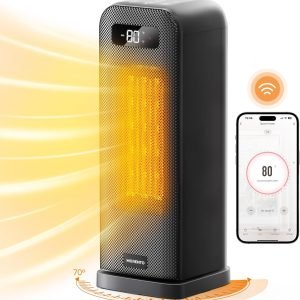 MORENTO Smart Space Heaters for Indoor Use, 1500W Electric Heater, Wi-Fi & Voice Control, Quiet Smart Heater, Space Heaters for Office Bedroom Home, Portable Heater with Thermostat & 12H Timer (Black)