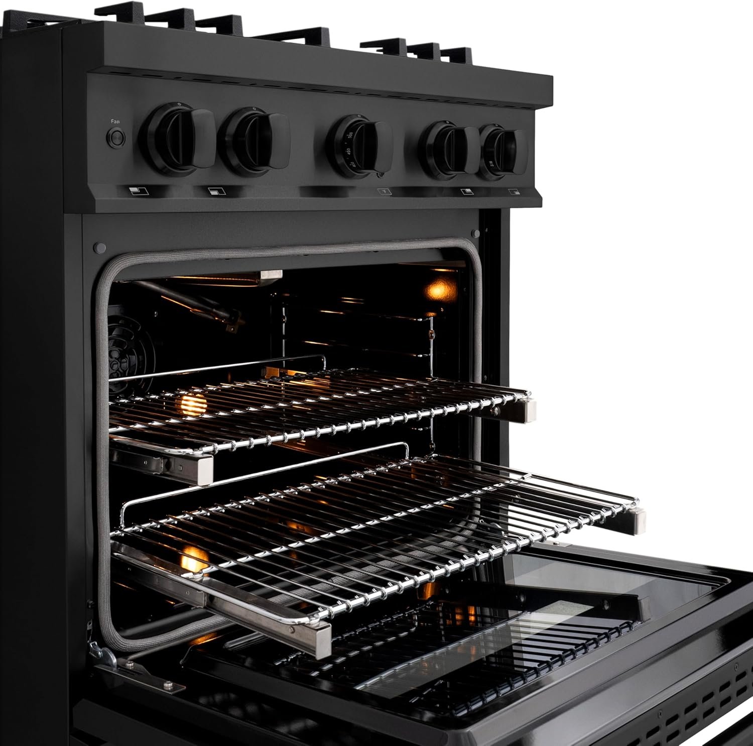 ZLINE 30 in. 4.2 cu. ft. Select Gas Range with Convection Gas Oven in Black Stainless Steel with 4 Brass Burners (HGRB-BR-30) - Image 7
