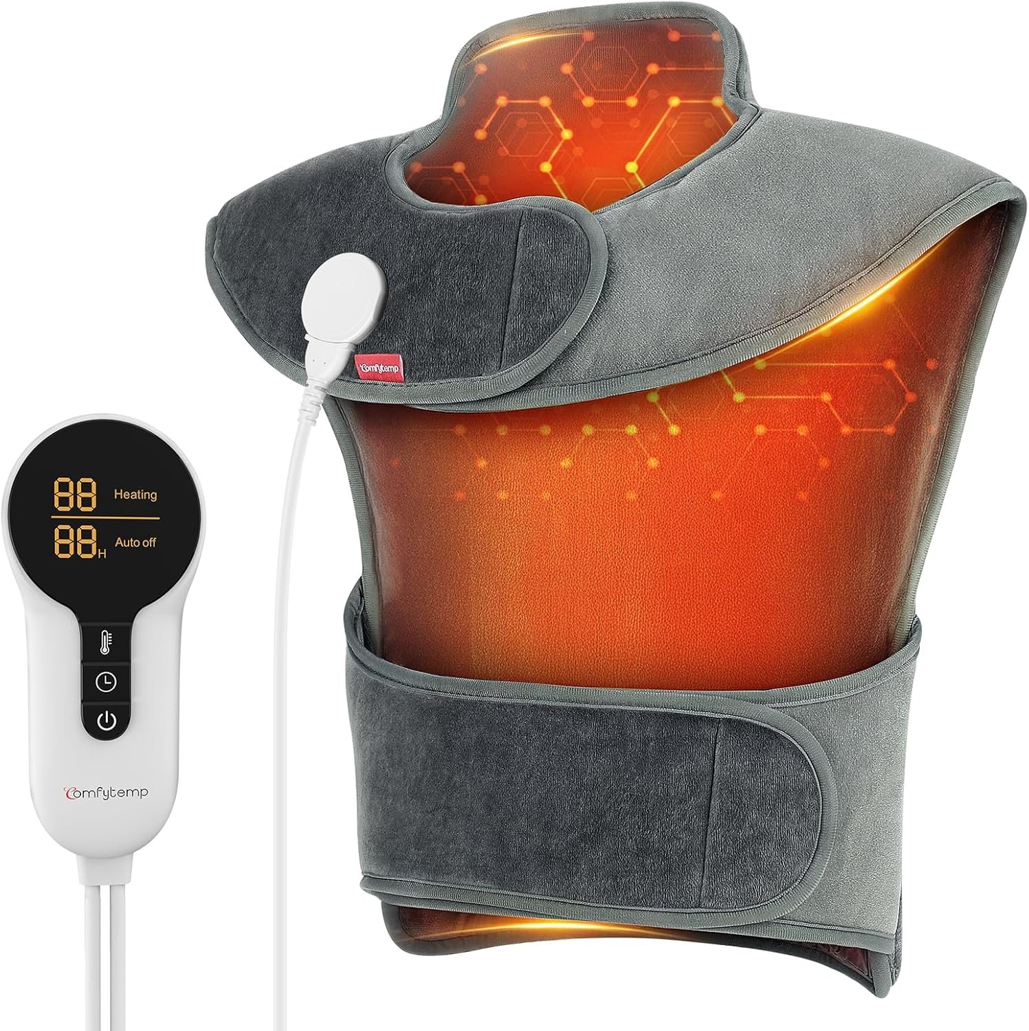 Comfytemp Far Infrared Heating Pad for Neck Shoulders Upper Back Deep Pain Relief, 2.5lb Weighted Heat Pad with Adjustable Band for Better Fit, FSA HSA Eligible 20"×22" Short Heated Vest with Auto-off
