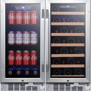 EdgeStar CWBV80301 30 Inch Wide 30 Bottle 80 Can Side-by-Side Wine and Beverage Cooler