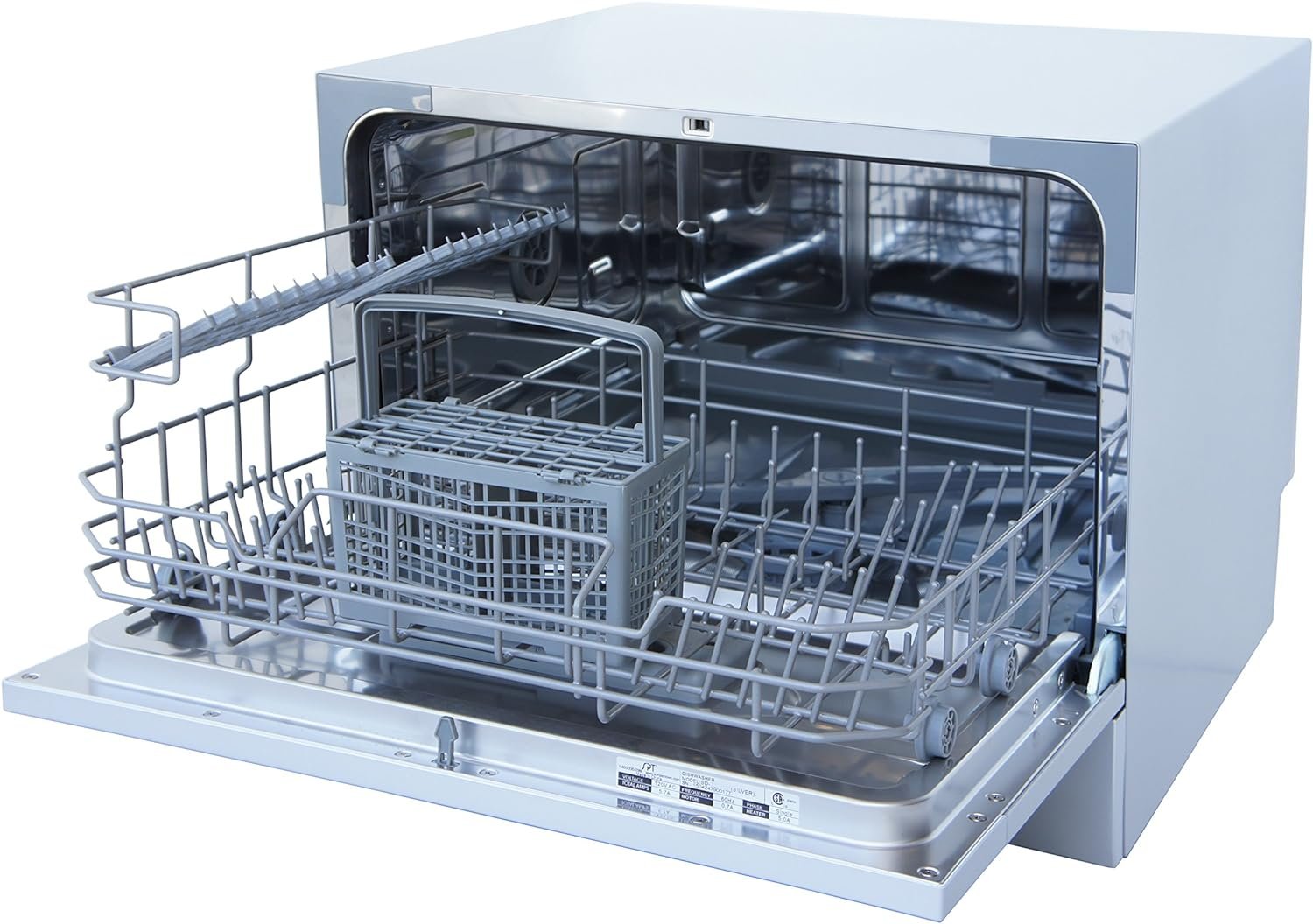 SPT SD-2224DS ENERGY STAR Compact Countertop Dishwasher with Delay Start - Portable Dishwasher with Stainless Steel Interior and 6 Place Settings Rack Silverware Basket, Silver - Image 6