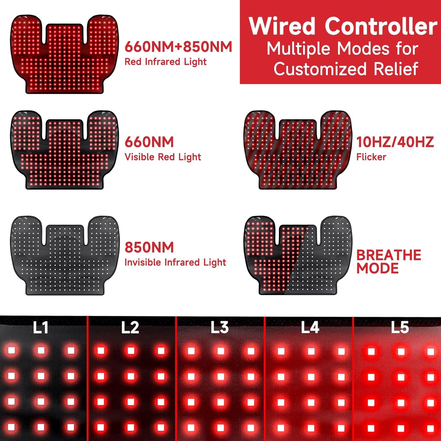 Red Infrared Light Neck Shoulder: Heating Red Light Therapy Device for Body Upper Back, 660nm&850nm Dual-chip LED Wearable Wrap Pad Pain Relief Muscle Relaxing for Women Men at Home - Image 4