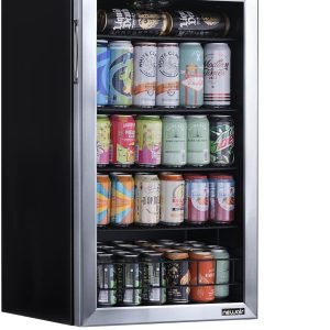 NewAir Beverage Refrigerator Cooler - 126 Cans Free Standing with Right Hinge Glass Door, Mini Fridge Beverage Organizer Perfect For Beer, Wine, Soda, And Cooler Drinks