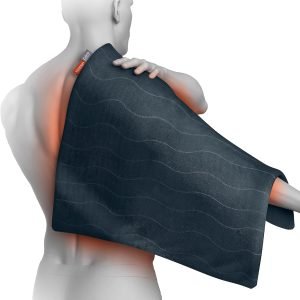 Pure Enrichment PureRelief Pro Far Infrared Ultra-Wide Heating Pad - Muscle Relief for Back, Neck, Shoulder, & Knee Pain in Athletes, 4 Heat Settings, Dry/Moist Heat, 20” x 24” Wide Size (Iron Gray)