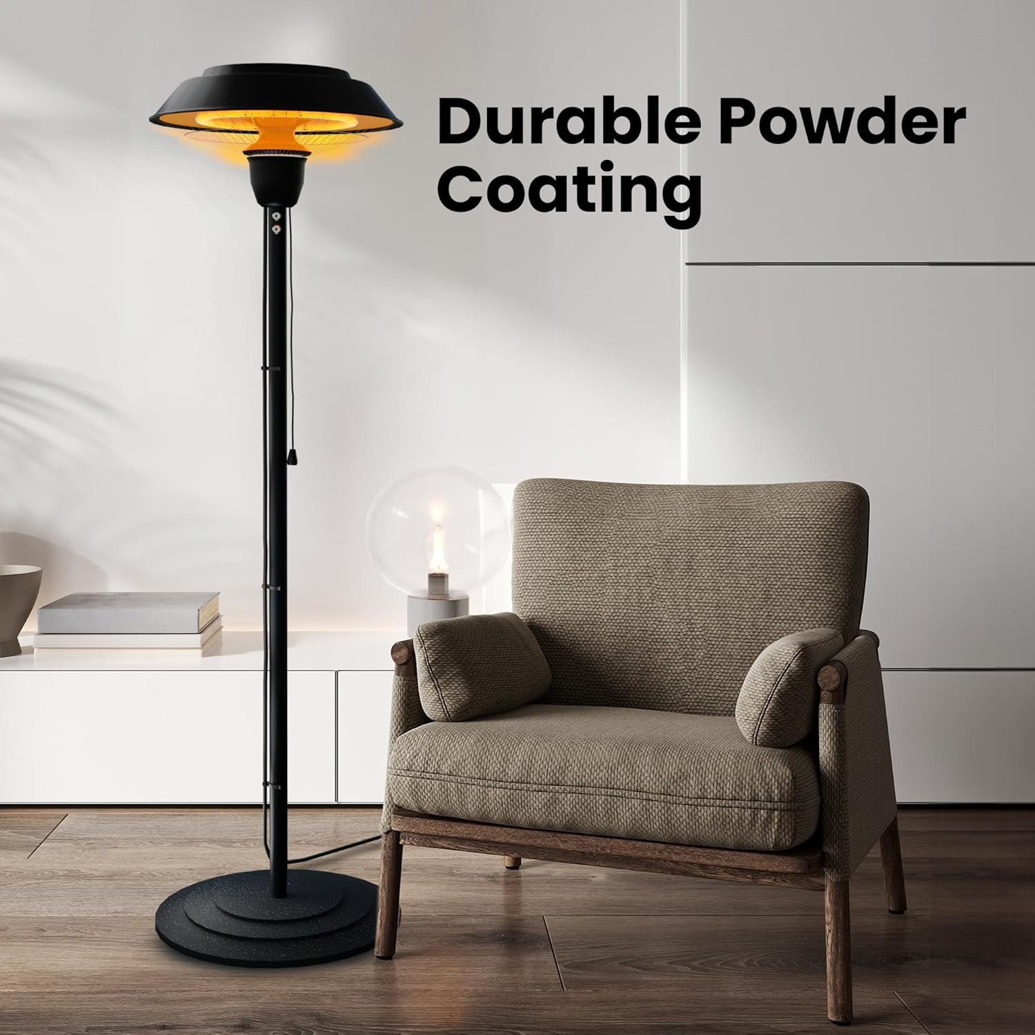 Indoor & Outdoor 1500W Electric Infrared Patio Heater, Waterproof & Tip-Over Protection, Perfect for Garden, Balcony - Image 6