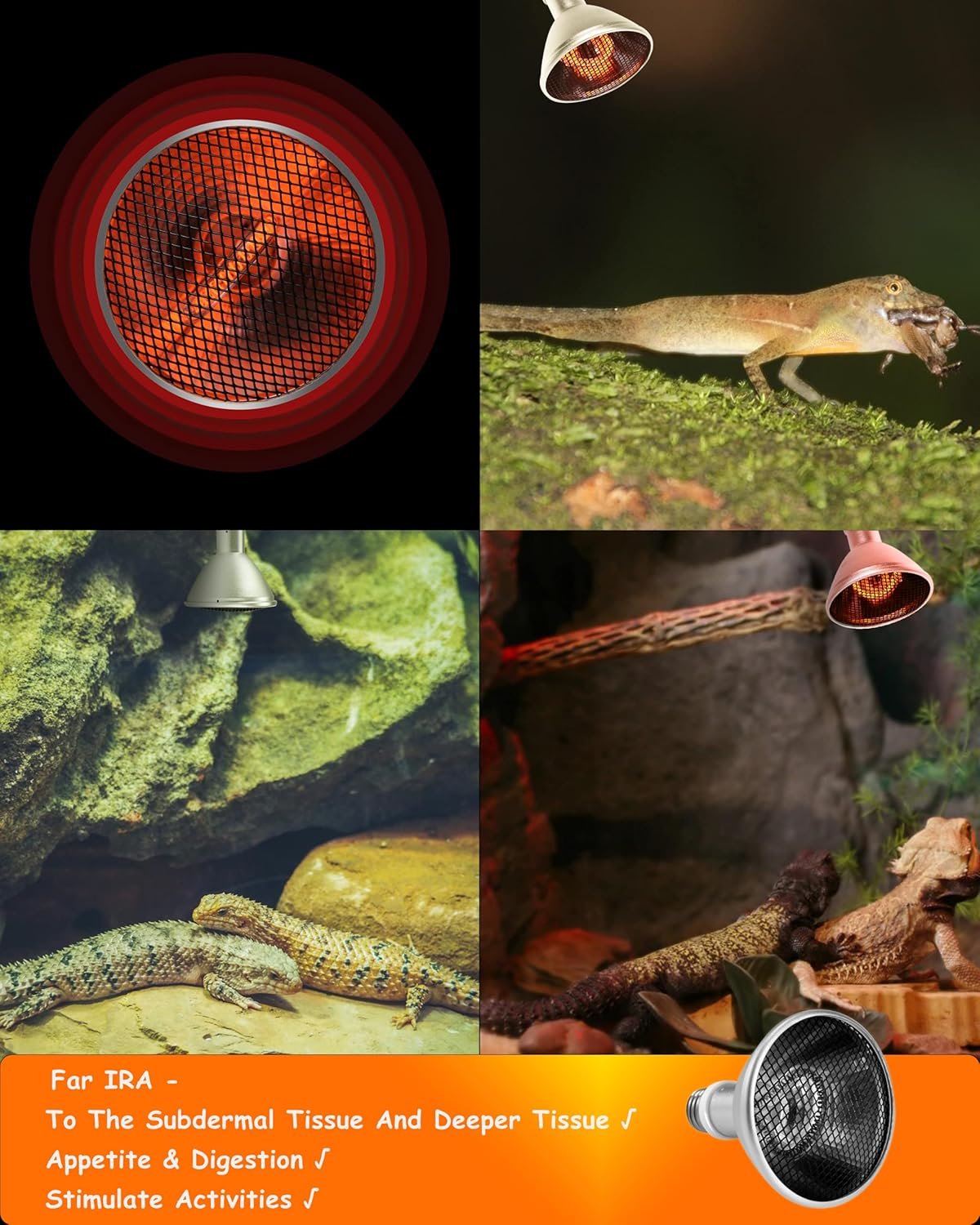 Deep Heat Projector Reptile 130W Infrared Reptile Heat Lamp Bulbs Reptile Light - Image 5