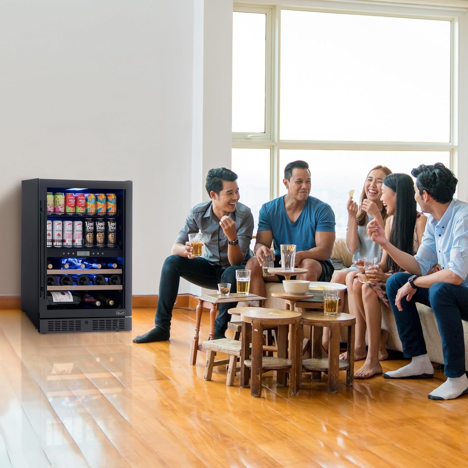 NewAir 24" Wine and Beverage Refrigerator, 24 Bottle and 100 Can Dual Zone Drink Cooler, Black Stainless Steel Built-in Beer and Wine Cooler Refrigerator for Kitchen Cabinet, Bar Cabinet, Home Office - Image 11