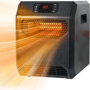 Portable Electric Infrared Space Heater for Indoor Use Realsmart 1500W UVC Air Purification 3 Heating Mode LCD Display Remote Control Overheat Tip Over Protection Safe Electric Heaters for Large Room