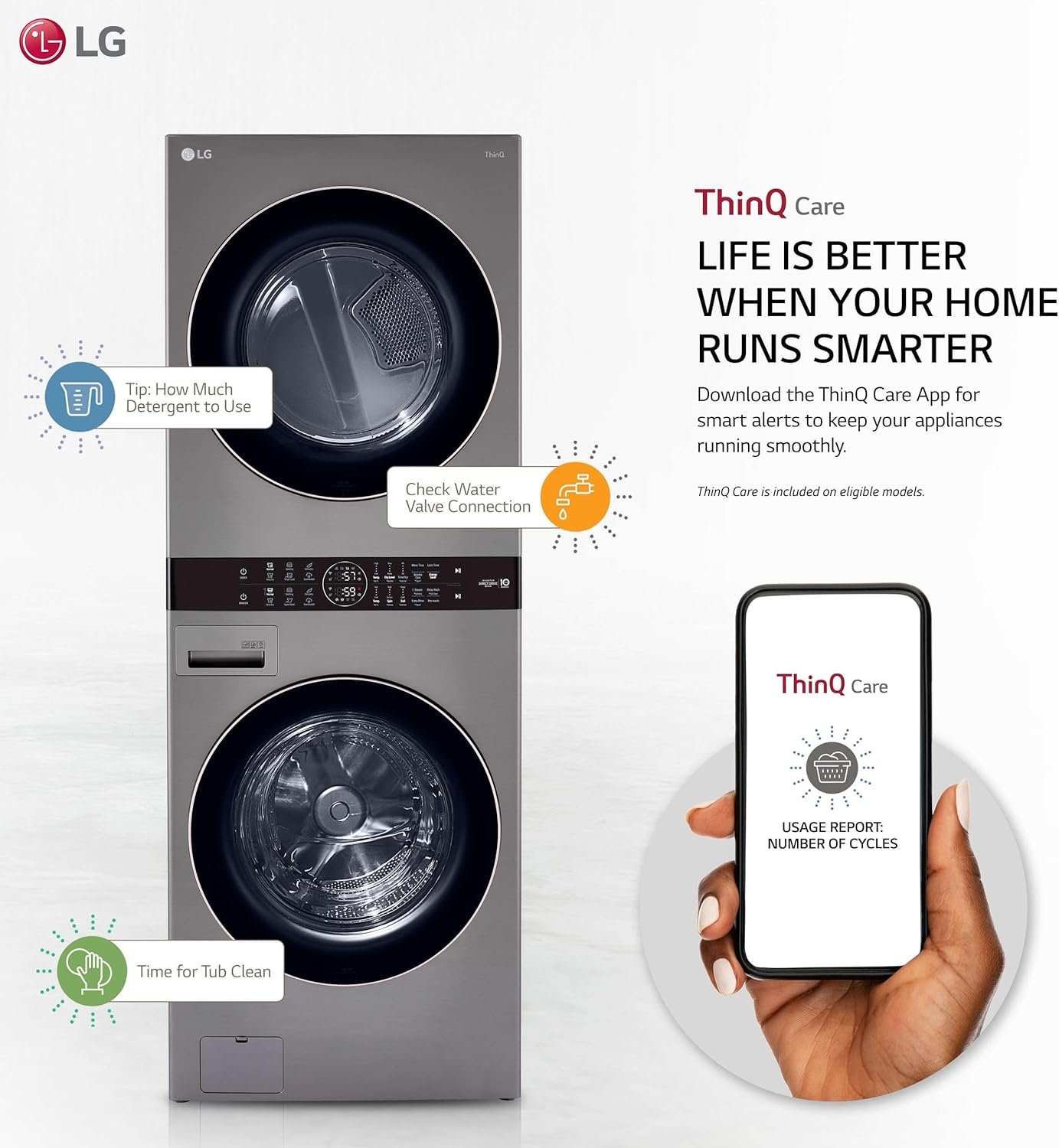 Single Unit Front Load LG WashTower™ with Center Control™ 4.5 cu. ft. Washer and 7.4 cu. ft. Electric Dryer - Image 2