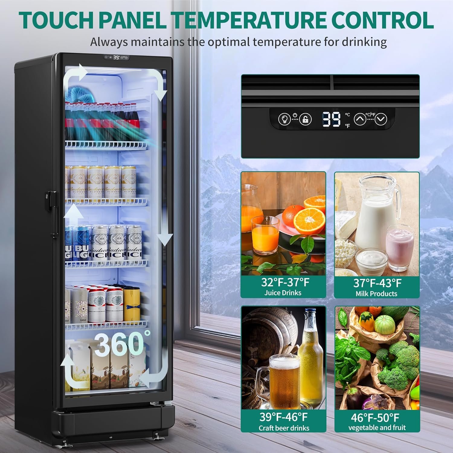 YITAHOME 8.5 CU.FT. Commercial Beverage Display Refrigerator with Single One Glass Door, Drink Beer Fridge Cooler for Office Garage Bar Gym with Locking, Led & 2 Keys - Image 6
