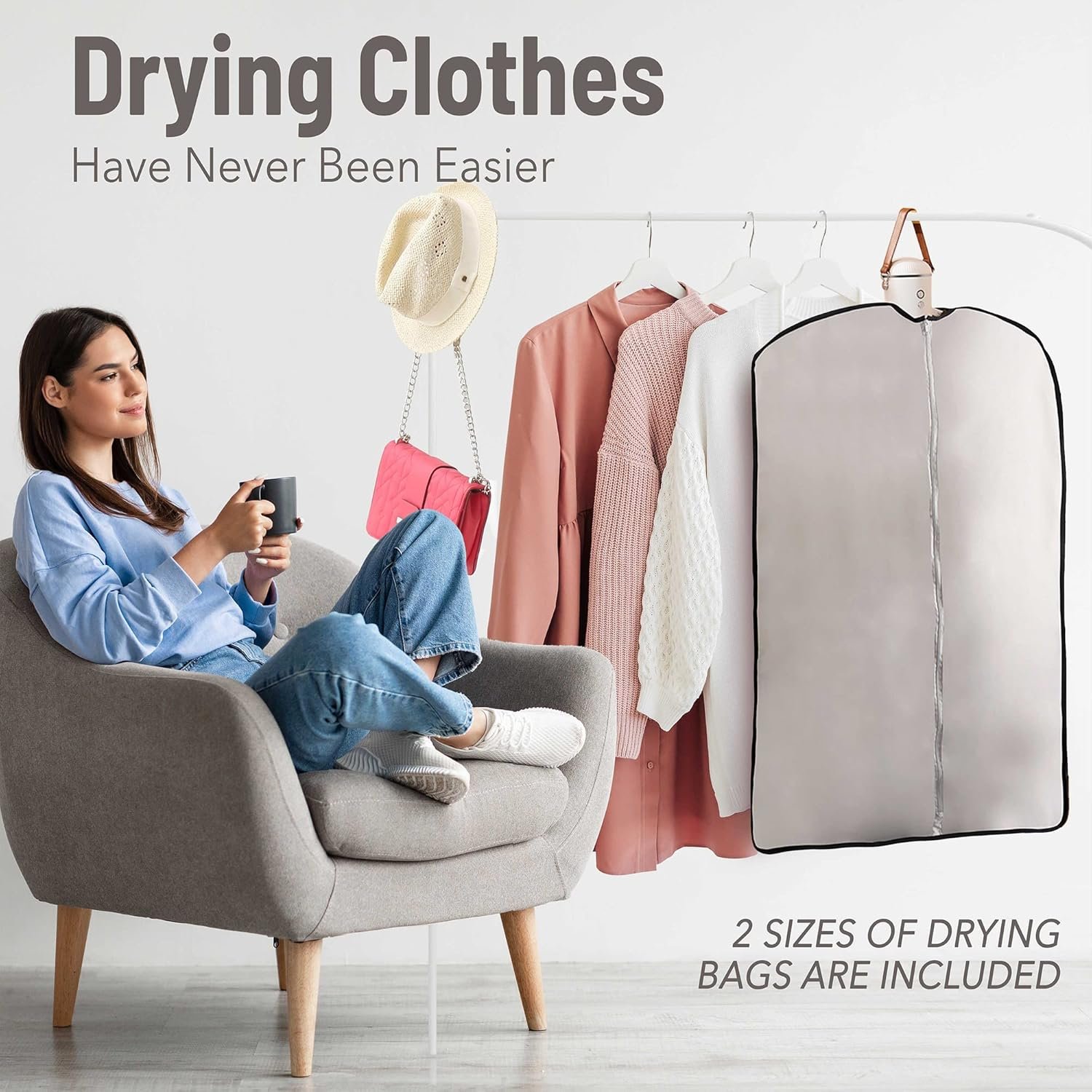 Electric Portable Dryer for Clothes - Mini Clothes Dryer with Shoe Drying Attachment, Foldable Drying Rack, Super-Quiet Motor, Timers Automatically Shutdown - Compact Travel Dryers - Image 5