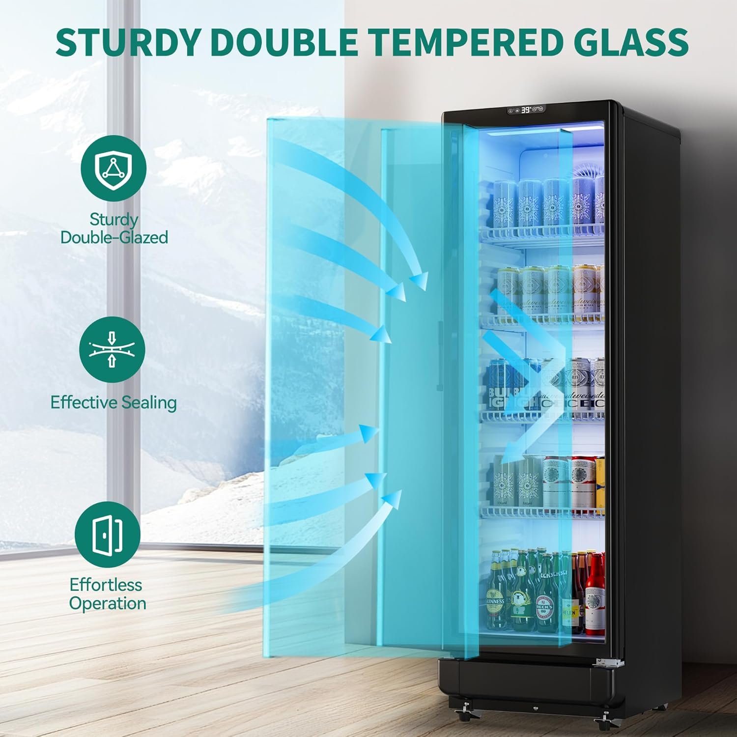 YITAHOME 8.5 CU.FT. Commercial Beverage Display Refrigerator with Single One Glass Door, Drink Beer Fridge Cooler for Office Garage Bar Gym with Locking, Led & 2 Keys - Image 5