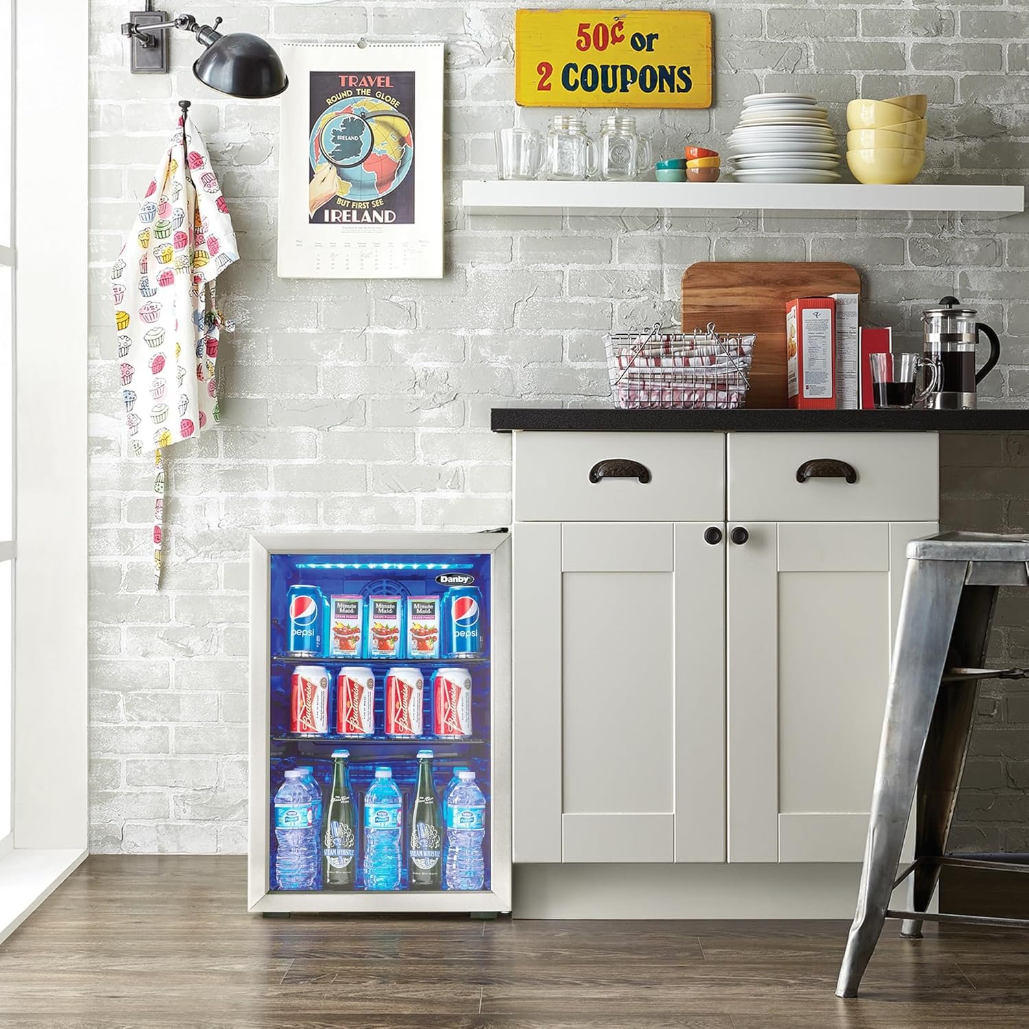 Danby DBC026A1BSSDB 95 Can Beverage Center, 2.6 Cu.Ft Refrigerator for Basement, Dining, Living Room, Drink Cooler Perfect for Beer, Pop, Water, Black/Stainless-Steel - Image 8