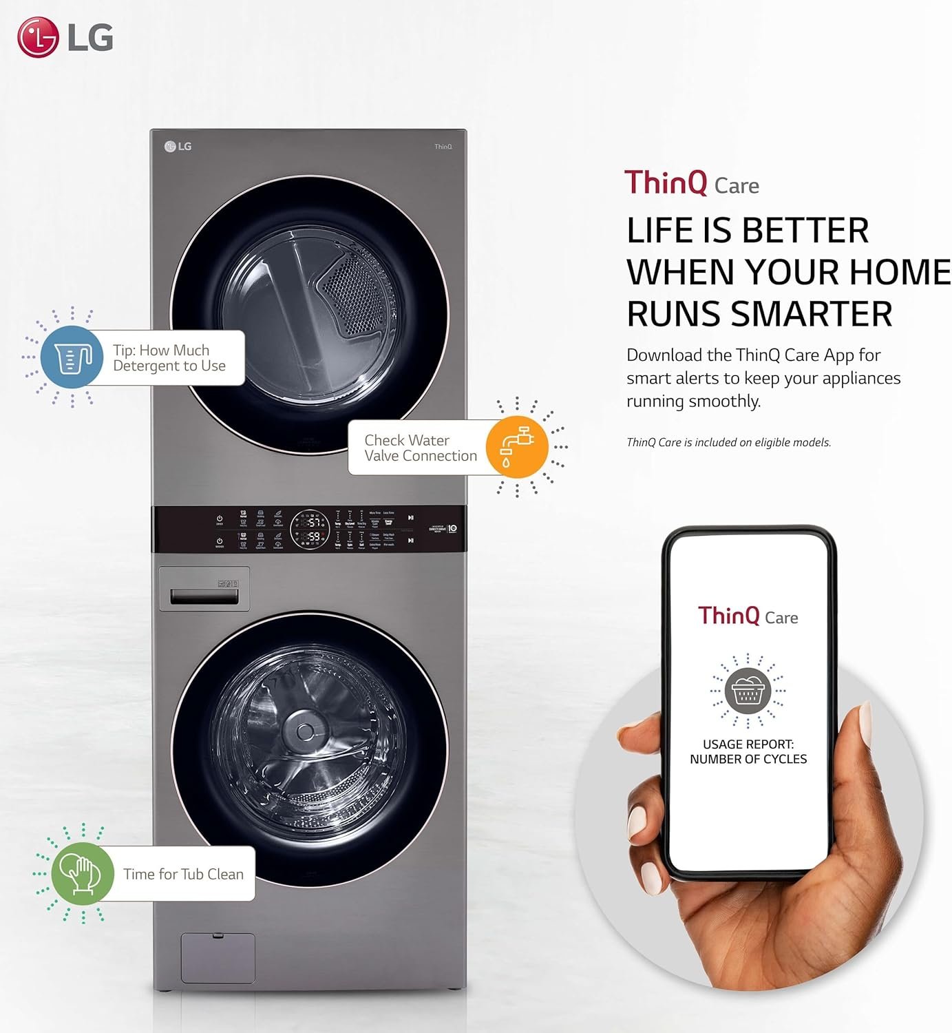 Single Unit Front Load LG WashTower™ with Center Control™ 4.5 cu. ft. Washer and 7.4 cu. ft. Gas Dryer - Image 2