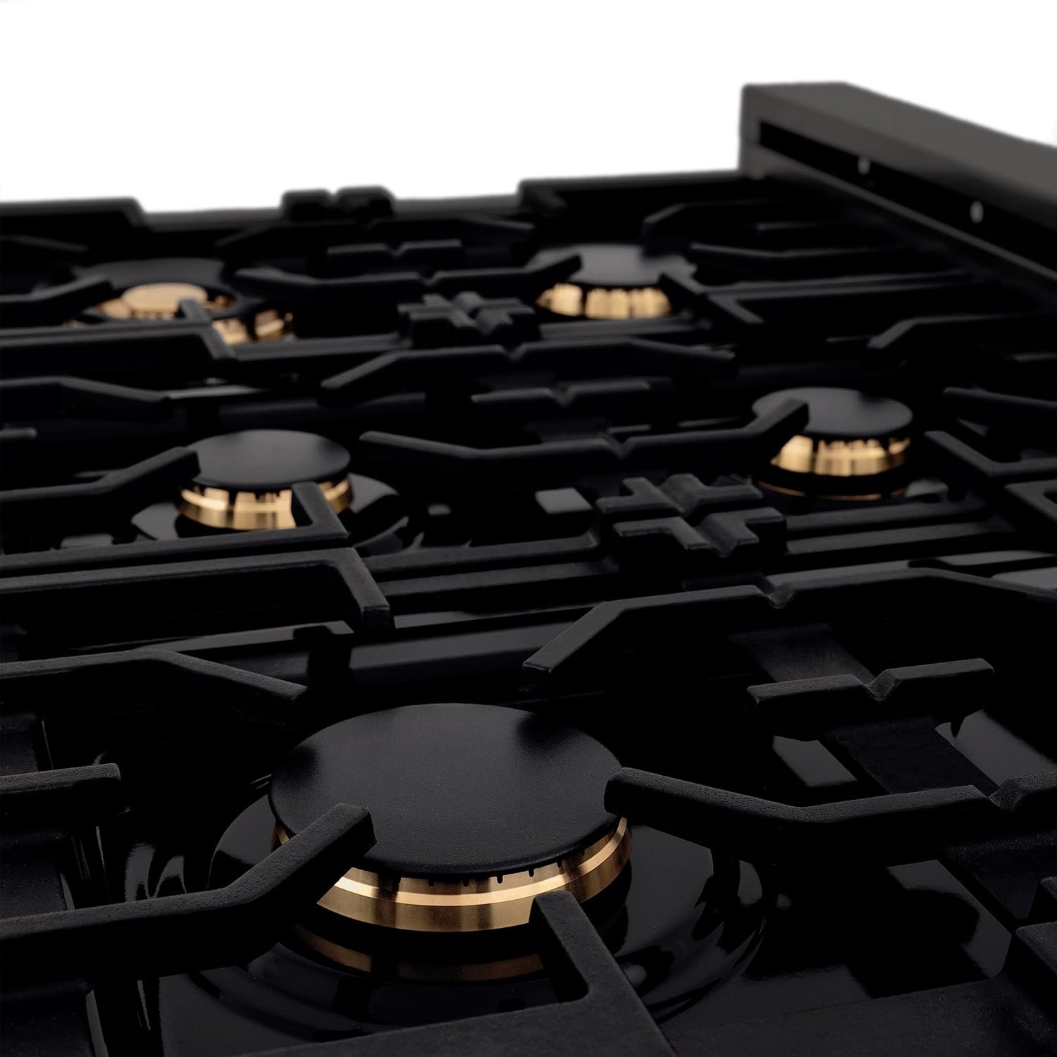 ZLINE 36 in. Legacy Gas Rangetop with 6 Brass Burners and Porcelain Cooktop in Black Stainless Steel (RTB-BR-36) - Image 5