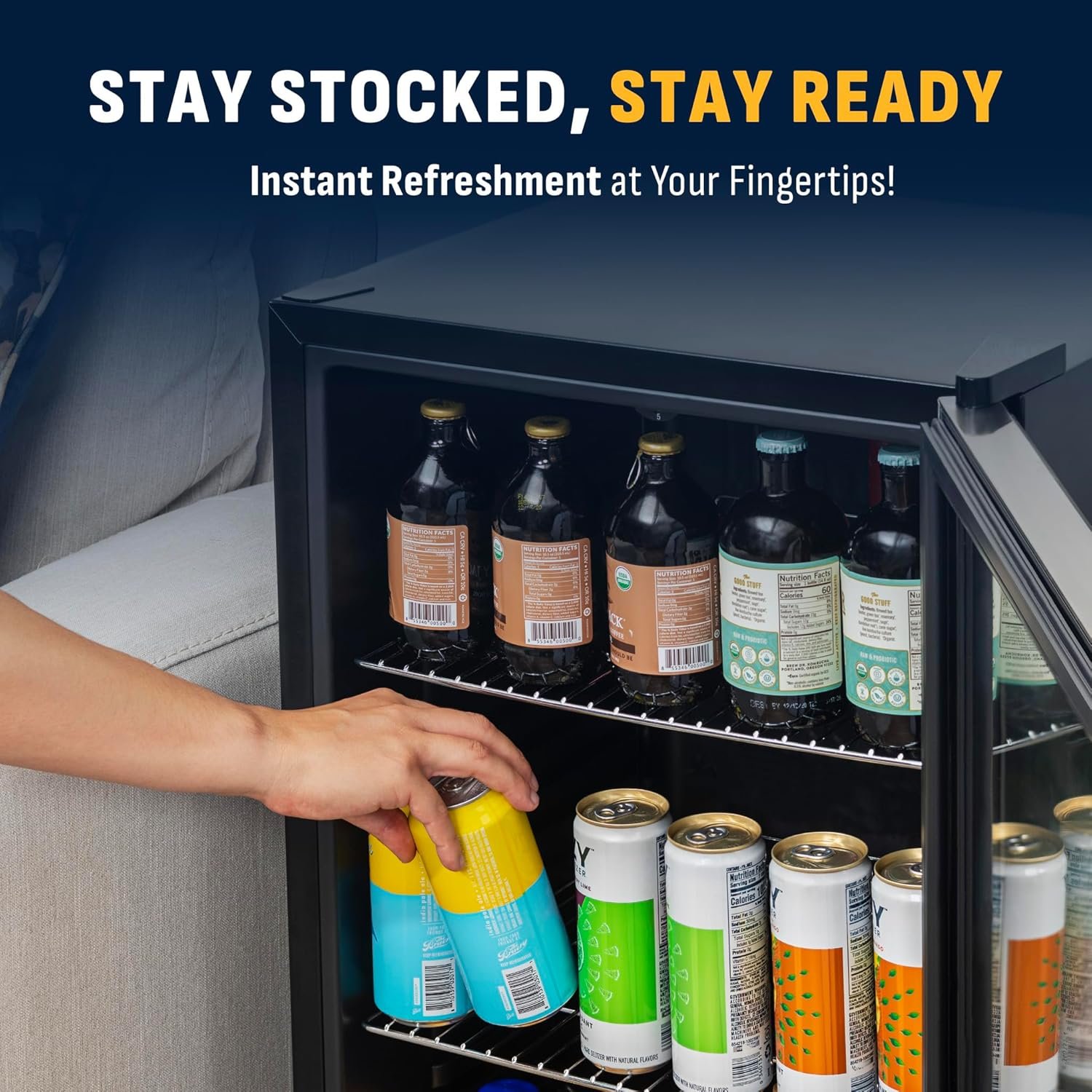 NewAir Beverage Refrigerator Cooler - 126 Cans Free Standing with Right Hinge Glass Door, Mini Fridge Beverage Organizer Perfect For Beer, Wine, Soda, And Cooler Drinks - Image 4