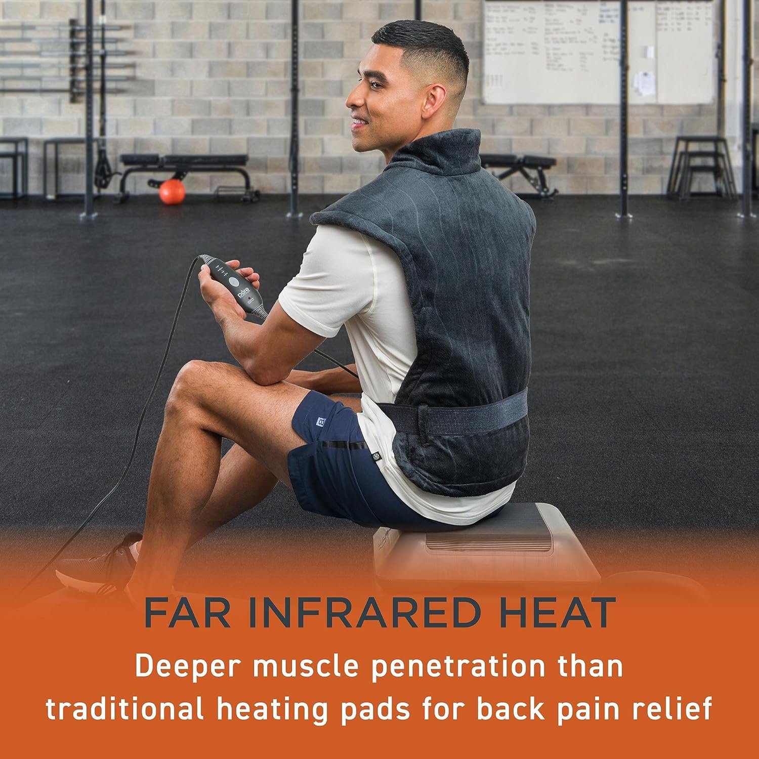 Pure Enrichment PureRelief Pro Far Infrared Back & Neck Heating Pad - Deeper Muscle Relief for Back, Neck, & Shoulder Pain in Athletes, 4 Heat Settings, Dry/Moist Heat, 31.5” x 24” (Iron Gray) - Image 2