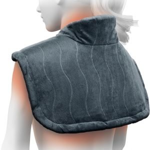 Pure Enrichment PureRelief Pro Far Infrared Neck & Shoulder Heating Pad - Deeper Muscle Relief, 4 Heat Settings, Auto Shut-Off, Universal Fit, Magnetic Closure, Dry/Moist Heat, Machine Washable