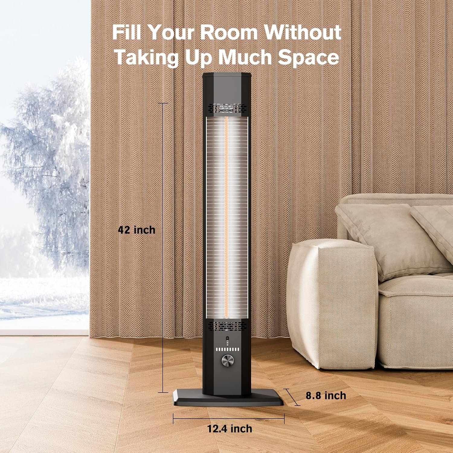 Outdoor Patio Heater, 42in Infrared Heater with Remote, 9 Heat Levels, 9H Timers, Safety Lock, Tip-Over & Overheat Protection, IP65 Waterproof, Electric Heater for Indoor Outdoor Garage Use,Dark Black - Image 8
