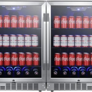 EdgeStar CBR1502SGDUAL 47 Inch Wide 284 Can Built-In Side-by-Side Beverage Cooler with LED Lighting