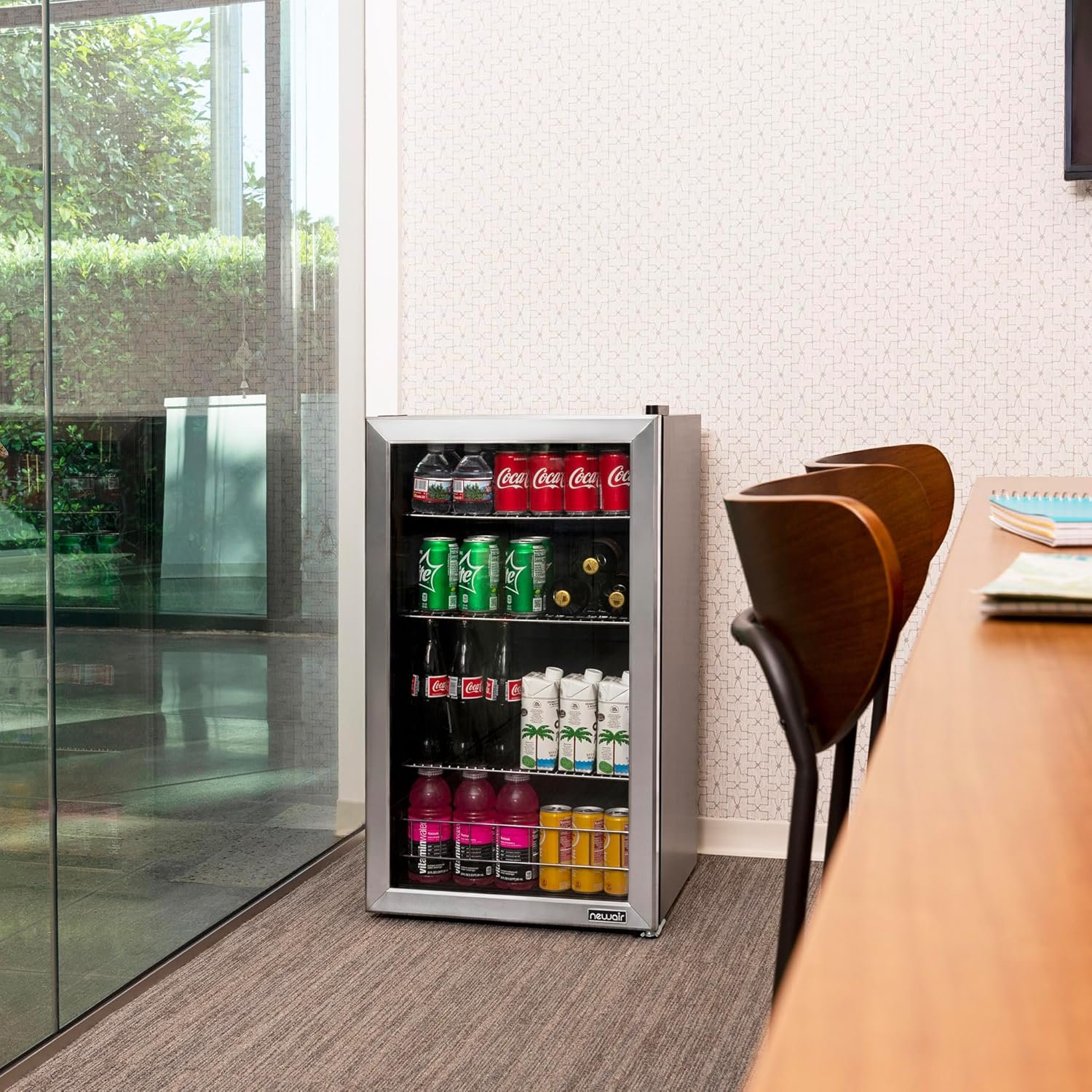 NewAir Beverage Refrigerator Cooler - 126 Cans Free Standing with Right Hinge Glass Door, Mini Fridge Beverage Organizer Perfect For Beer, Wine, Soda, And Cooler Drinks - Image 6