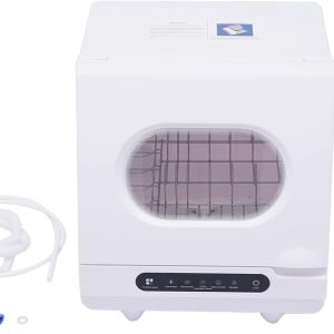 Portable Dishwasher Countertop, 1200W 110V Countertop Dishwasher Compact Dish Washing 5 Washing Programs Display with 4-5L Built-in Water Tank, Mini Dishwasher for RVs (White)
