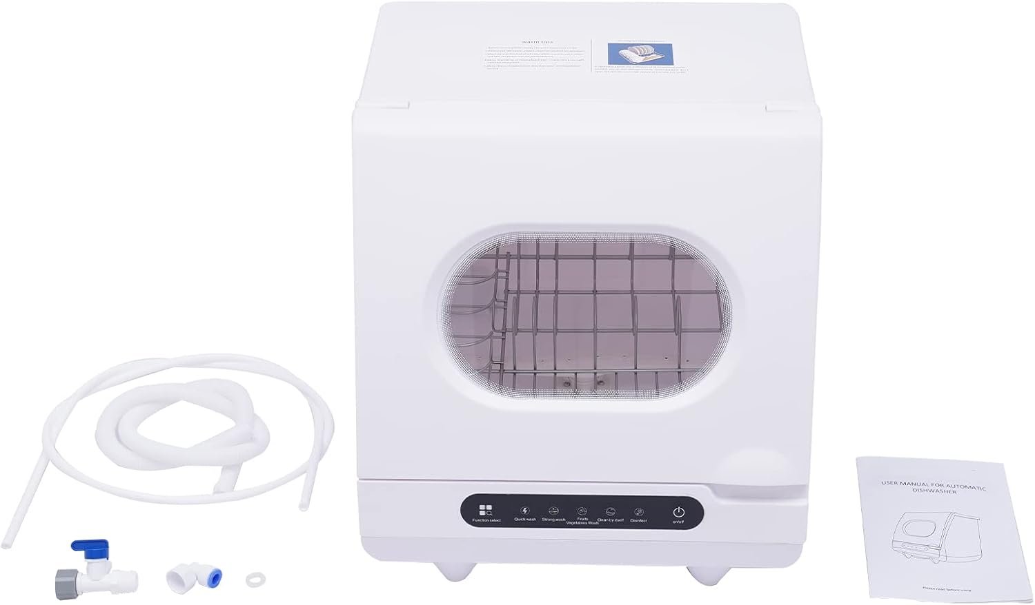 Portable Dishwasher Countertop, 1200W 110V Countertop Dishwasher Compact Dish Washing 5 Washing Programs Display with 4-5L Built-in Water Tank, Mini Dishwasher for RVs (White)