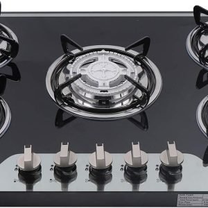30Inch Gas Cooktop, Built-in 5 Burner Gas Stove with Tempered Glass Panel, Stainless Steel Cooktop Gas Cooktop LPG/NG Gas Cooktop 5 Burner Gas Cooker for Home, Restaurant