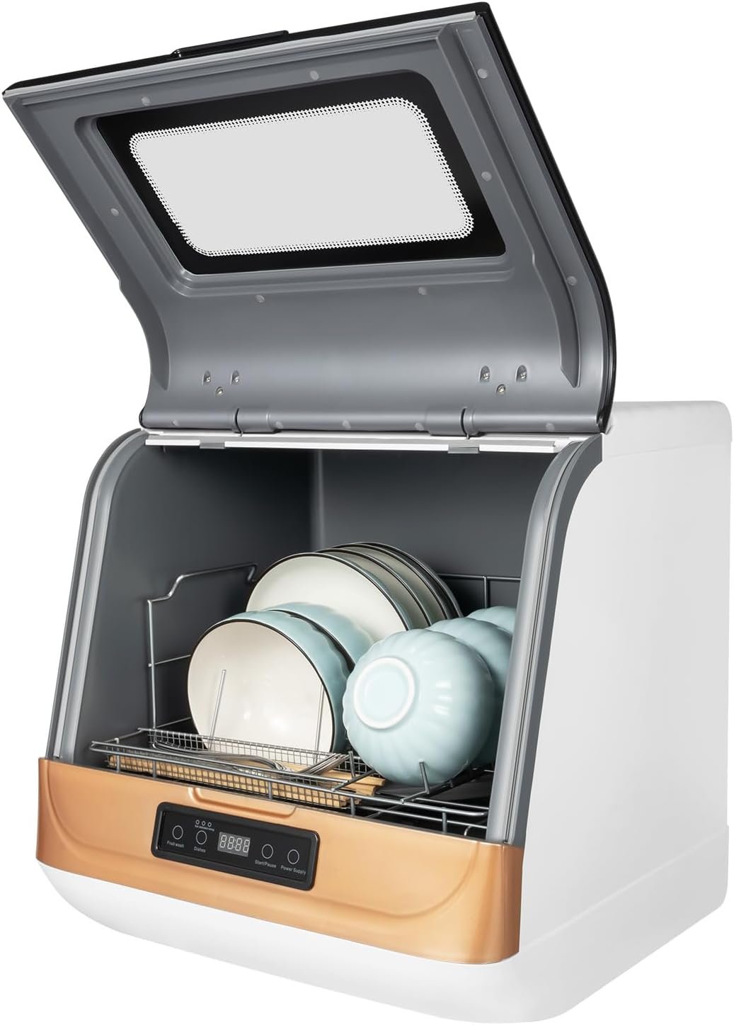 Portable Countertop Dishwasher, Compact Dishwasher with 3 Washing Programs, Hot Air Drying, Mini Dishwasher Portable Dishwasher for Small Apartments, Dorms and RVs - Water Pipe Included - Image 3