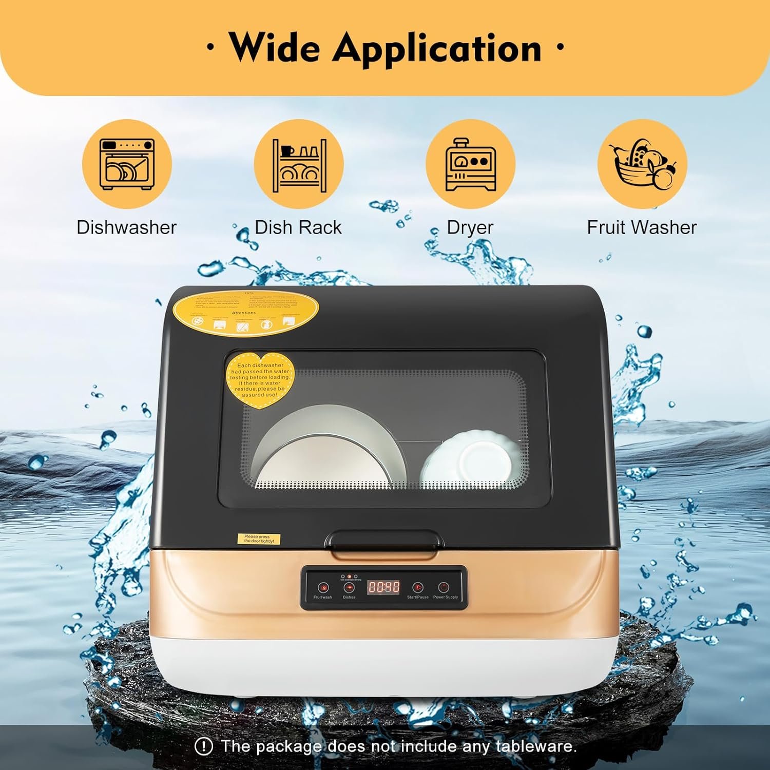 Portable Countertop Dishwasher, Compact Dishwasher with 3 Washing Programs, Hot Air Drying, Mini Dishwasher Portable Dishwasher for Small Apartments, Dorms and RVs - Water Pipe Included - Image 9