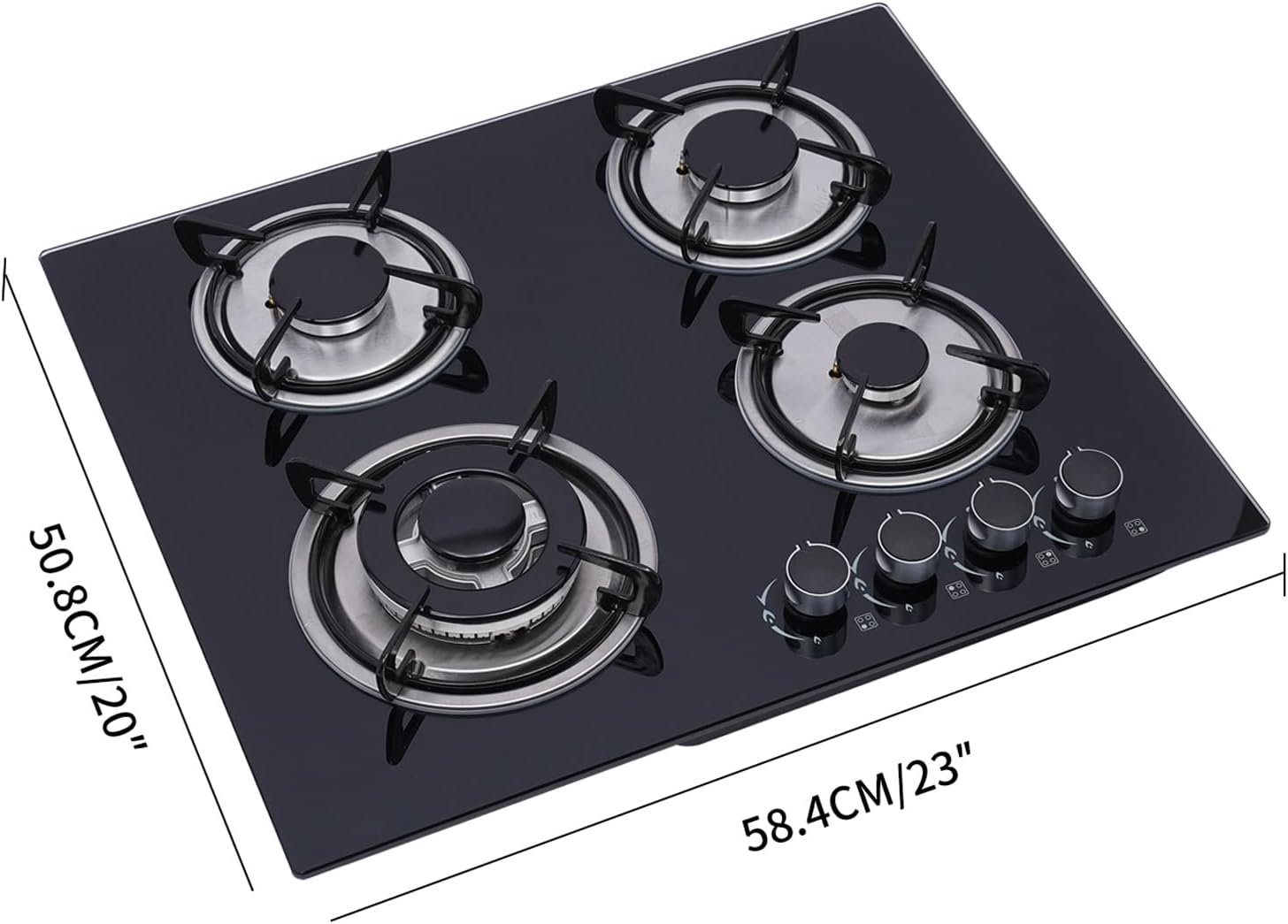 Gas Cooktop 4 Burners, Stainless Steel Burner Stove, Lpg With Adapter Top Stoves, Gas Stove Top For Kitchen, Apartment,Indoor,Rv - Image 4