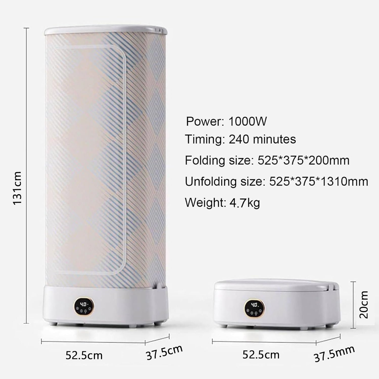 Portable Clothes Dryer, Vertical Foldable Dryer with Timer Function, Compact Electric Dryer for Apartments for Clothes & Fabric & Shoe with Remote Control - Image 7