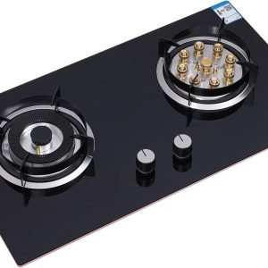 2 Burner Gas Cooktop, Kitchen Stove Top LPG/NG Dual Fuel Built-in Tempered Glass for Apartment RV Outdoor