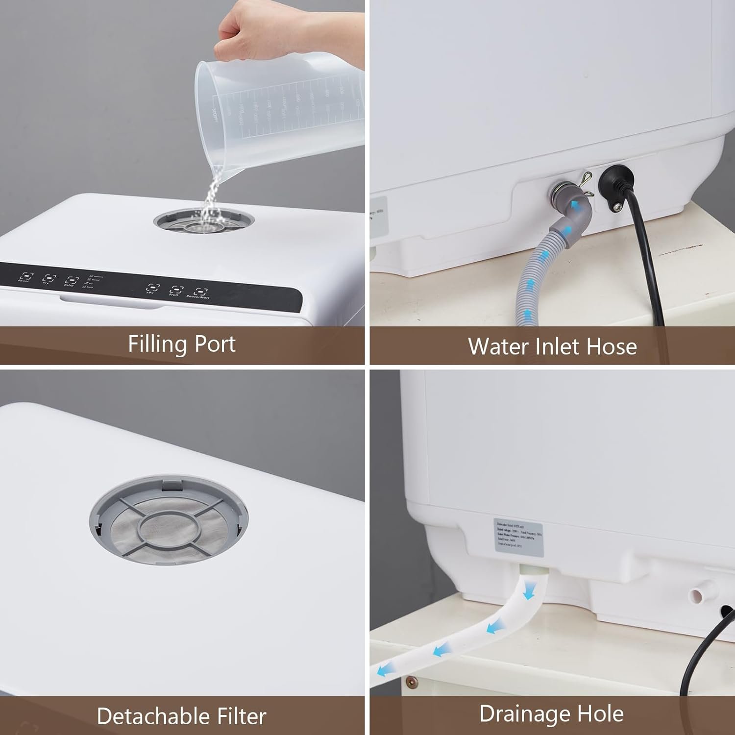 Countertop Dishwasher, Portable Dishwashers for RVs & Apartments Mini Dishwasher with 4.5L Water Tank, 5 Programs, Dual Sprays,149℉ High Temp & PTC Hot Air Dry - Image 2