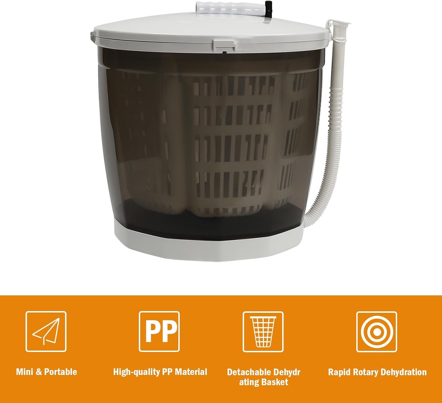 Portable Washing Machine, 2 in 1 Mini Manual Washing Machine, Compact Clothes Spin Dryer, Traveling Outdoor Washer Spin Dryer - Image 4