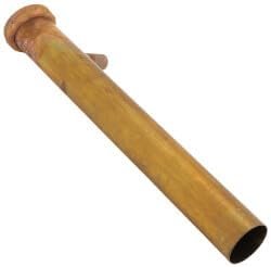 1-1/2" x 12" Rough Brass Dishwasher Tailpiece with Solid Brass Nut, 17 GA, Direct Connect (1/2" Copper) - Image 2