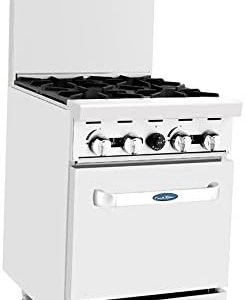 Atosa ATO-4B 24'' Gas Range. (4) Open Burners with One 20'' Wide Oven
