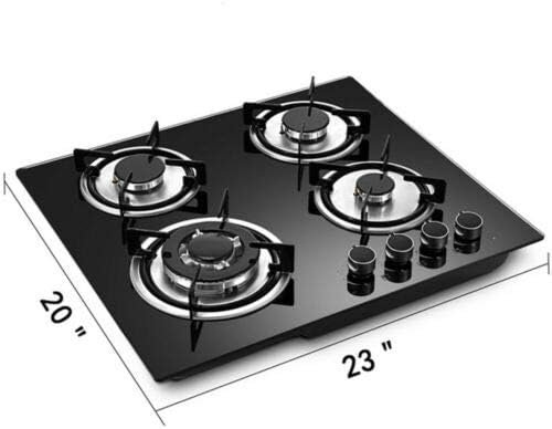 23” Built-in Gas Cook Cooktop Stove, 4 Burner NG/LPG Gas Hob Cooktop Electronic Ignition High-Power Gas Stove Countertop Tempered Glass Easy to Clean Cooker - Image 5