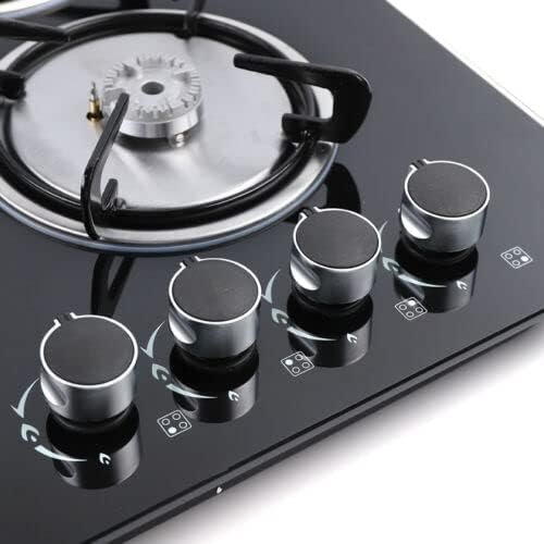 23” Built-in Gas Cook Cooktop Stove, 4 Burner NG/LPG Gas Hob Cooktop Electronic Ignition High-Power Gas Stove Countertop Tempered Glass Easy to Clean Cooker - Image 7