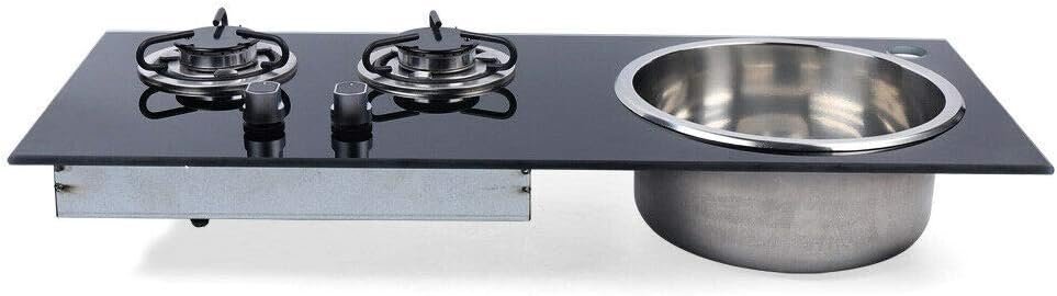 Boat Caravan 2 Burner Gas Stove Mini Countertop Stove Camper High Gas Cooktop LPG Gas Stove Hob With Sink Unit (Type2)
