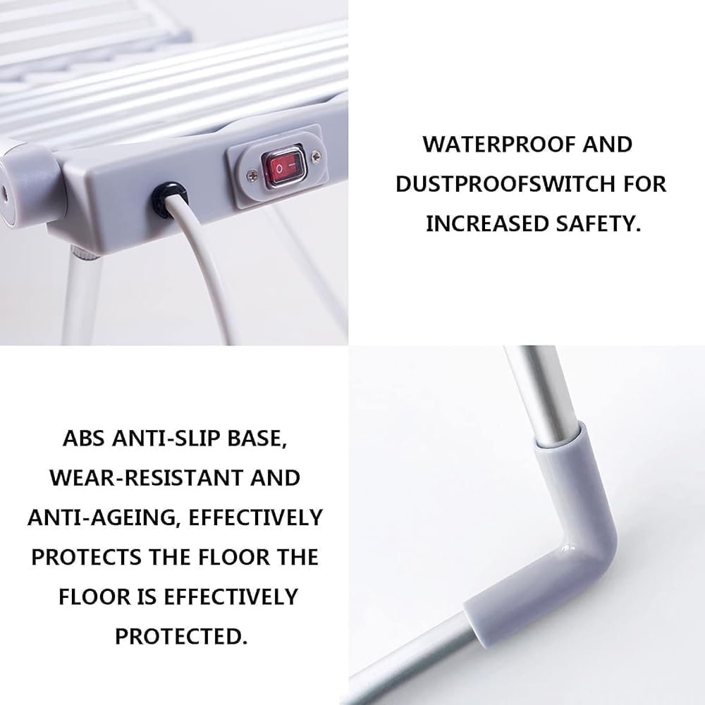 18 Bars Winged Electric Heated Clothes Airer Dryer, Electric Heated Folding Clothes Dryer Airer Cover, for Easy Storage Dry Saves Energy - Image 3