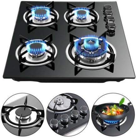 23” Built-in Gas Cook Cooktop Stove, 4 Burner NG/LPG Gas Hob Cooktop Electronic Ignition High-Power Gas Stove Countertop Tempered Glass Easy to Clean Cooker - Image 4