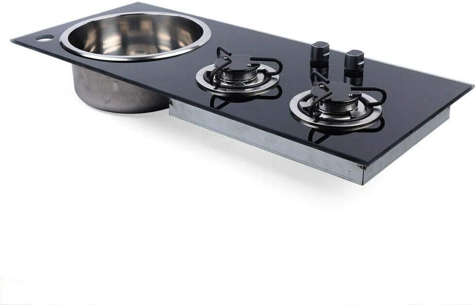 Boat Caravan 2 Burner Gas Stove Mini Countertop Stove Camper High Gas Cooktop LPG Gas Stove Hob With Sink Unit (Type2) - Image 4