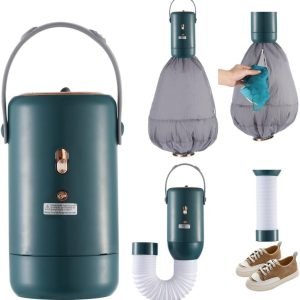 Mini Portable Clothes Dryer, Small Hanging Drying Machine with Telescopic Tube, 3-in-1 Clothes Dryer Heater Ultraviolet Lamp for Travel RV Apartment (Green)