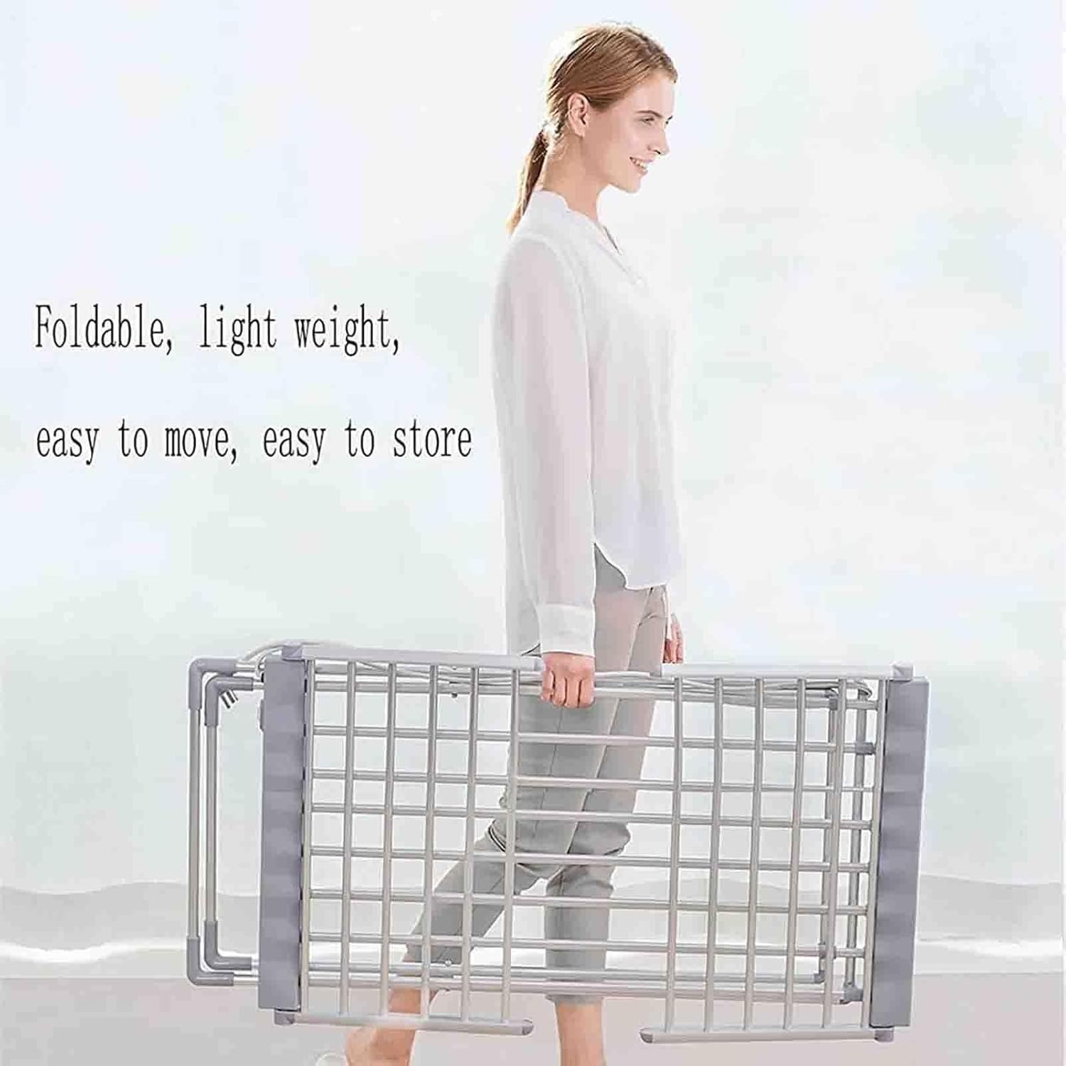 Electric Clothes Dryer with Wings, Folding Heated Airer, 230W Thermostat, Portable Indoor Drying Rack for Easy Storage - Image 3