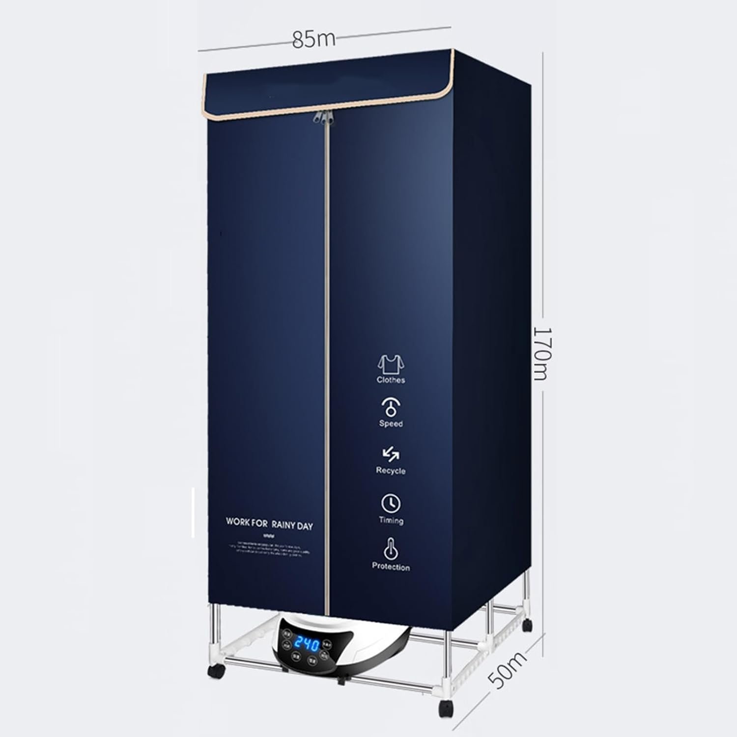 Favourite Six-Button 1500w Foldable 1.5-Meter Portable air Dryer Energy-Saving Dryer Household Electric Dryer Available in Three Colors (Color : Blue, Small : 1.7m) - Image 2