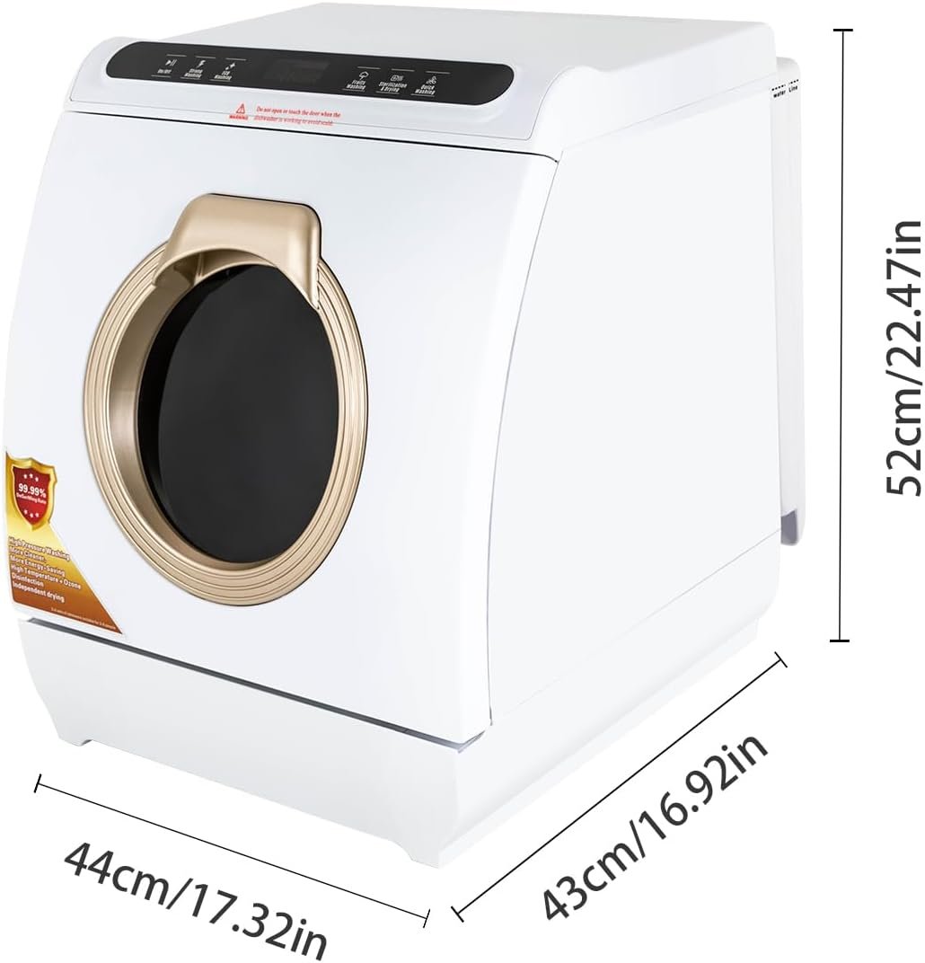 Countertop Automatic Dishwasher Air-dry Portable Dishwasher with 5 Washing Programs 360° Dual Spray Stainless Steel Dishwasher Machine for Kitchen RV, 900w - Image 6