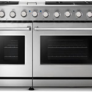 48-inch Pro-Style Natural Gas Range or Liquid Propane Gas Range with 6 high-powered Burners, Griddle Cooktop, and 6.8 cu. ft. Double Oven, in Stainless Steel