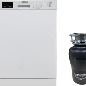 Equator 24 in Dishwasher 14 place + 3/4 HP Garbage Disposer QUIET 51dB 110V E-Star ADA (White)